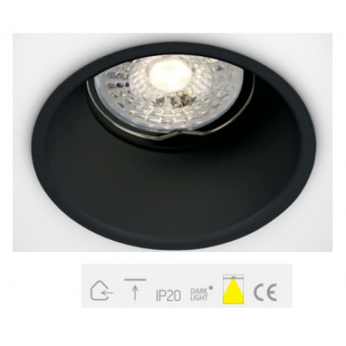 ONE Light, 10105TG/B, Black GU10 50W Semi Trimless Recessed Aluminium