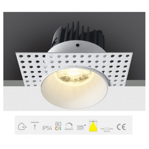 ONE Light, 10107BT/W/W, White COB LED 7W WW 700mA 38deg IP54 Trimless