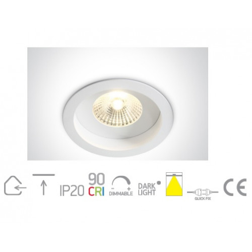 ONE Light, 10107D/W/W, White COB LED 7W WW 36deg IP20 700mA Dark Light