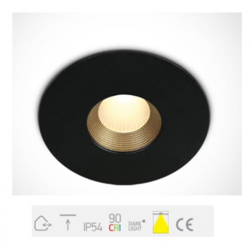 ONE Light, 10108H/B/W, Black COB LED 8W WW 36deg IP54 230v Dark Light