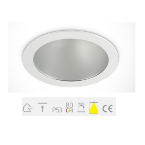 ONE Light, 10110K/W/W, White LED 10w WW 230v Dimmable Downlight