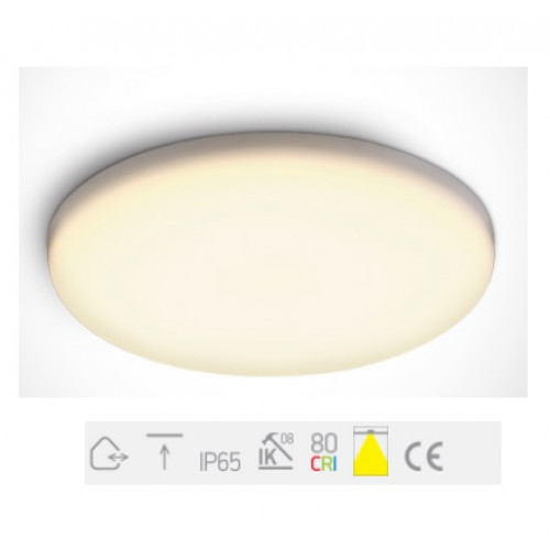 ONE Light, 10115CF/W, White Frameless Downlight LED 15W WW IP65 230V