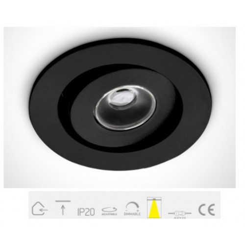 ONE Light, 11101B/D/35, Black LED DL 1w Adjustable Recessed Spot 35d 350mA