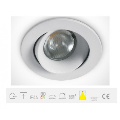 ONE Light, 11103P/W/W, White LED 3W WW 36deg IP44 350mA Adjustable