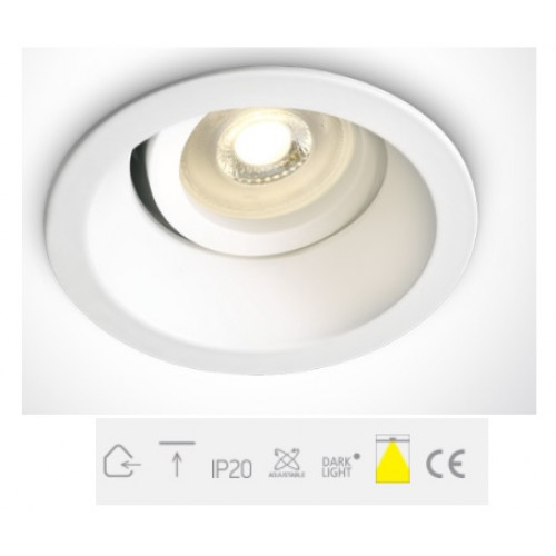 ONE Light, 11105D4/W, White Dark Light Recessed Adjustable GU10 50W