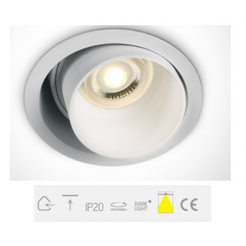 ONE Light, 11105D8/W, White Recessed Adjustable GU10 50W Dark Light