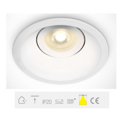 ONE Light, 11105DT/W, White GU10 50w Dark Light Recessed Adjustable