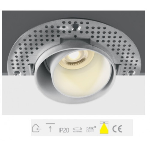 ONE Light, 11105DTR/W, White Adjustable Trimless GU10 50W Dark Light