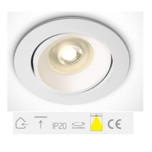 ONE Light, 11105UA/W, White GU10 50W Recessed Adjustable MR16 Spot