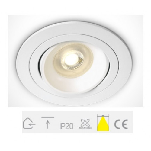 ONE Light, 11105UB/W, White GU10 50W Recessed Adjustable MR16 Spot