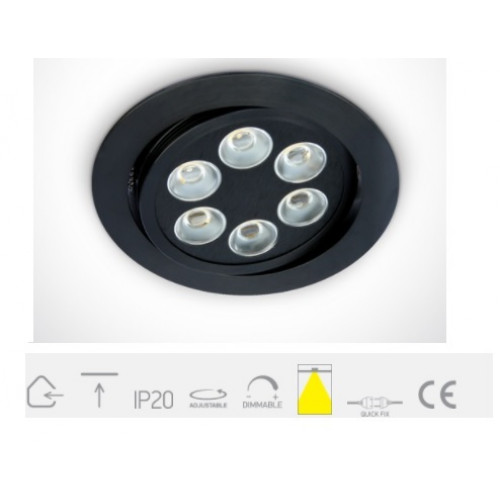 ONE Light, 11106LB/W/35, Black LED WW 6w 35d 350mA IP20