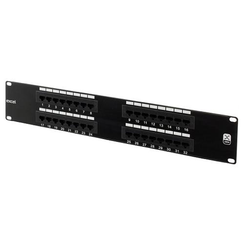 Excel (100-722) Category 5e Unscreened Patch Panel 32 Port 2U - Black